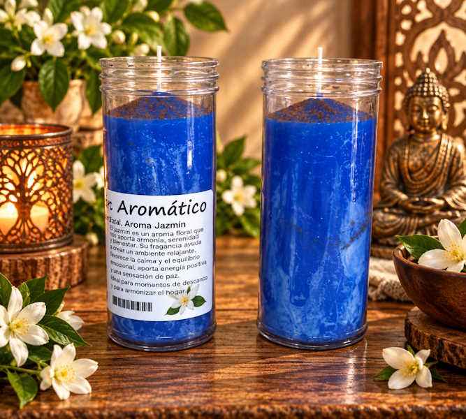 Velón Azul Océano aroma jazmín Autoestima